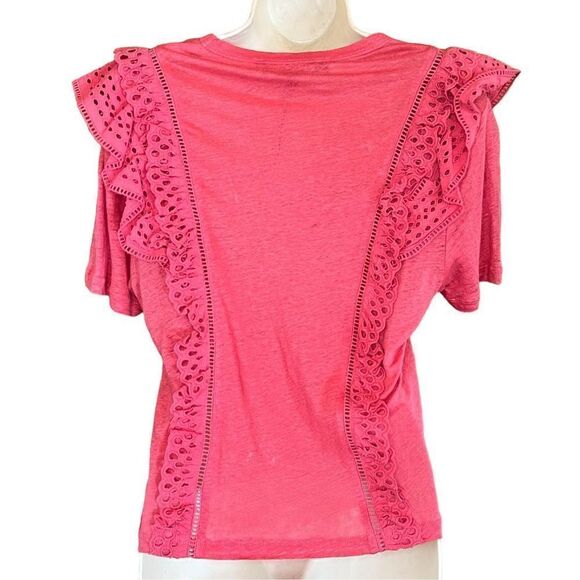 Veronica Beard Jeans Prema Eyelet Crewneck Tee in Faded Rose NWOT Size Medium - Picture 3 of 5